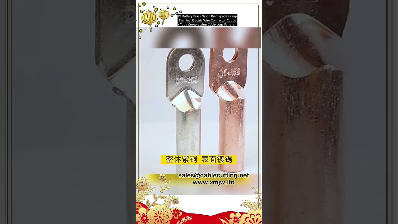 Brass Nylon Ring Spade Crimp Terminal Electric Wire Connector Copper Tube Compression Cable