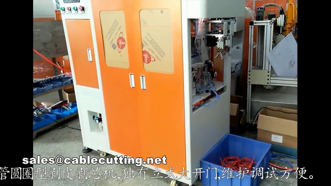 Máquina automática para corte, pelado, bobinado y empaquetado de tubos de cable en círculo detonador
